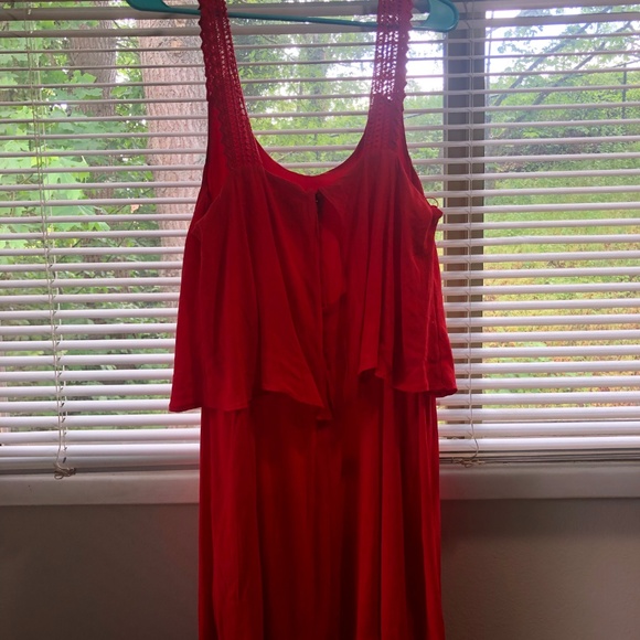 Anthropologie Maeve Red Dress Crochet Straps Sz 10 - Picture 4 of 4